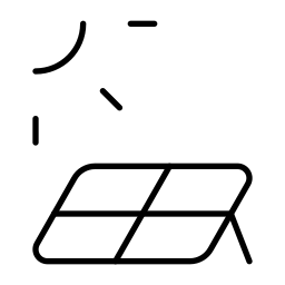 A line art solar panel icon